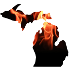 NMHOP Logo - Map of Michigan with flames on the Northern parts